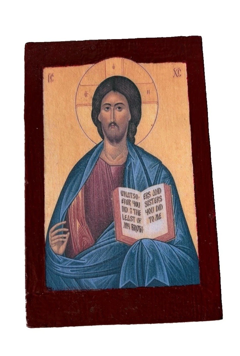 Byzantine Icon Christ The Teacher Orthodox Catholic Icon Handcrafted 5.5”