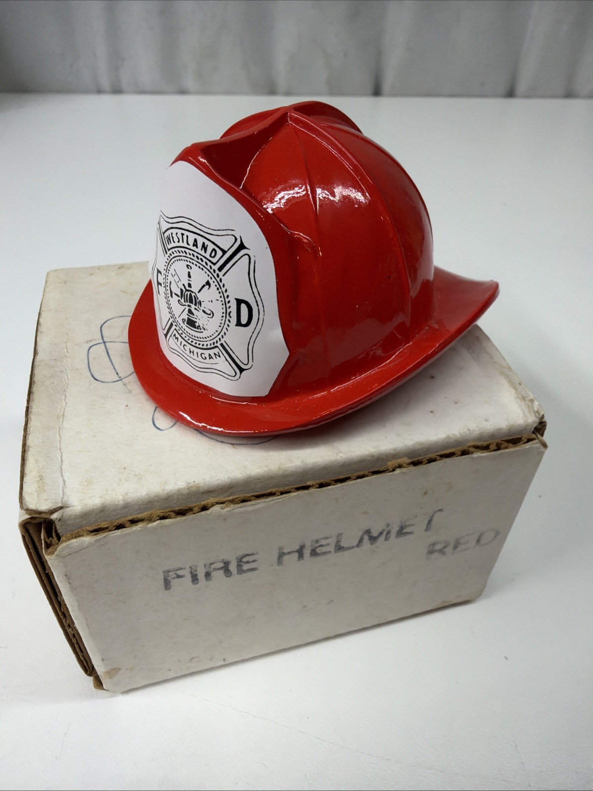 Vintage Scott Products Fireman Red Fire Helmet Metal Bottle Opener Made In USA
