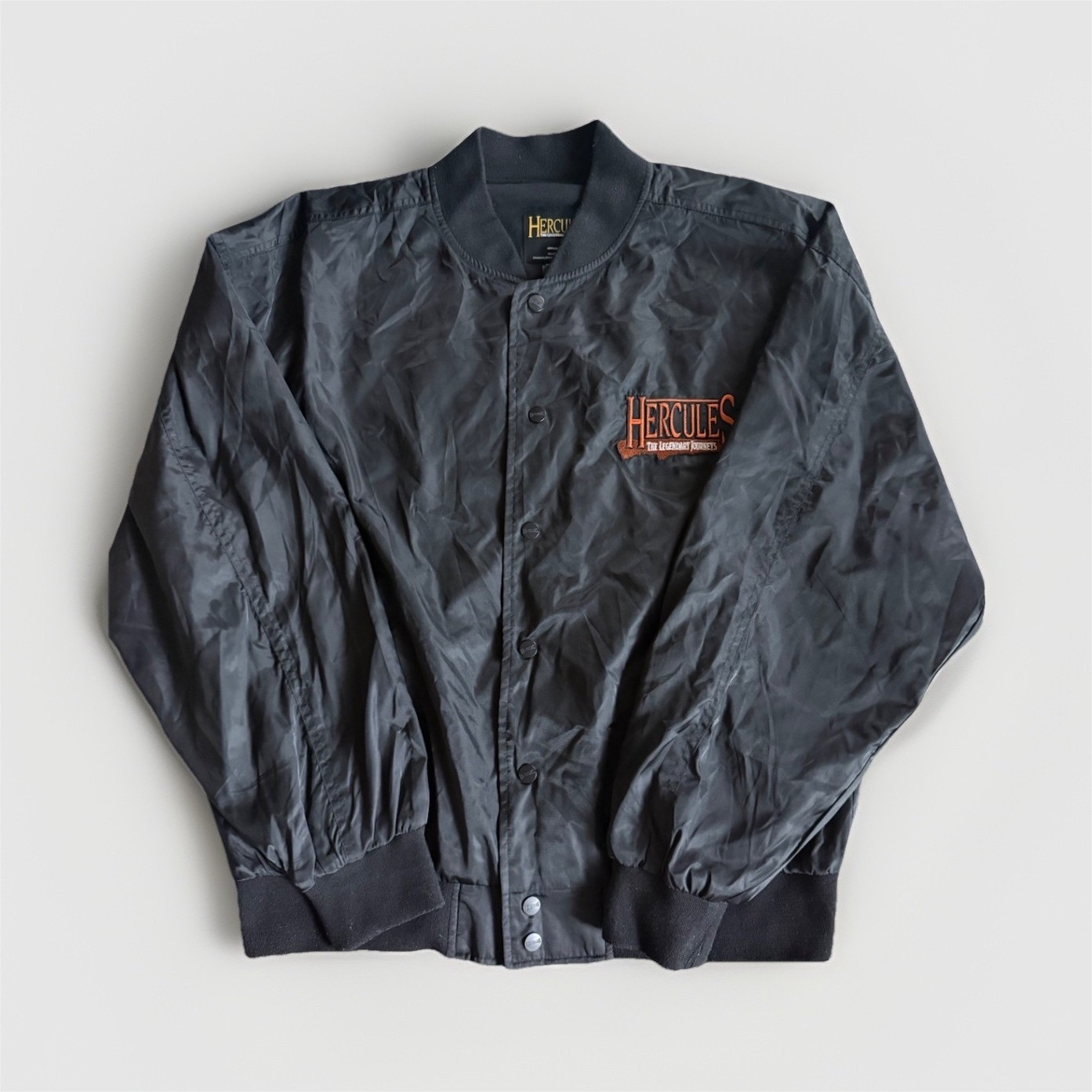Hercules The Legendary Journeys Black Snap Front Jacket Embroidered Logo L
