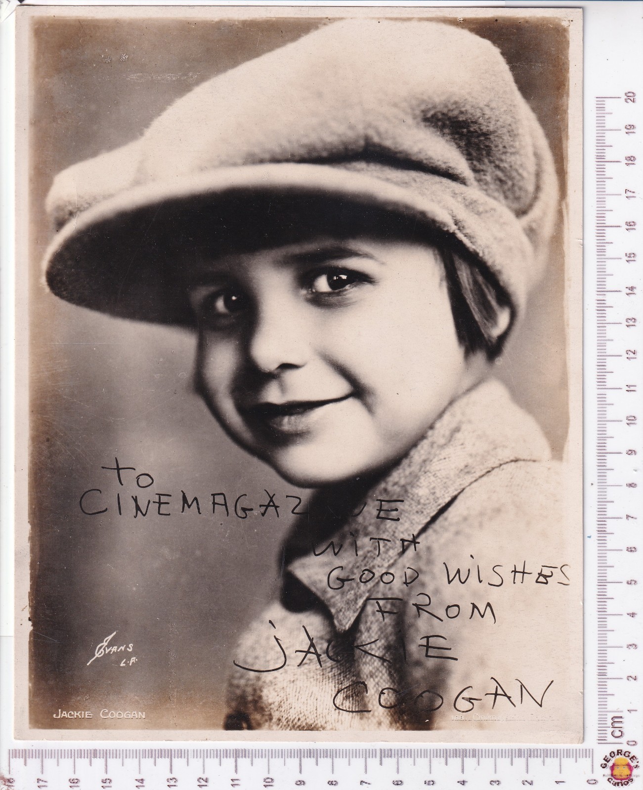 Jackie Coogan Autograph 7x9\