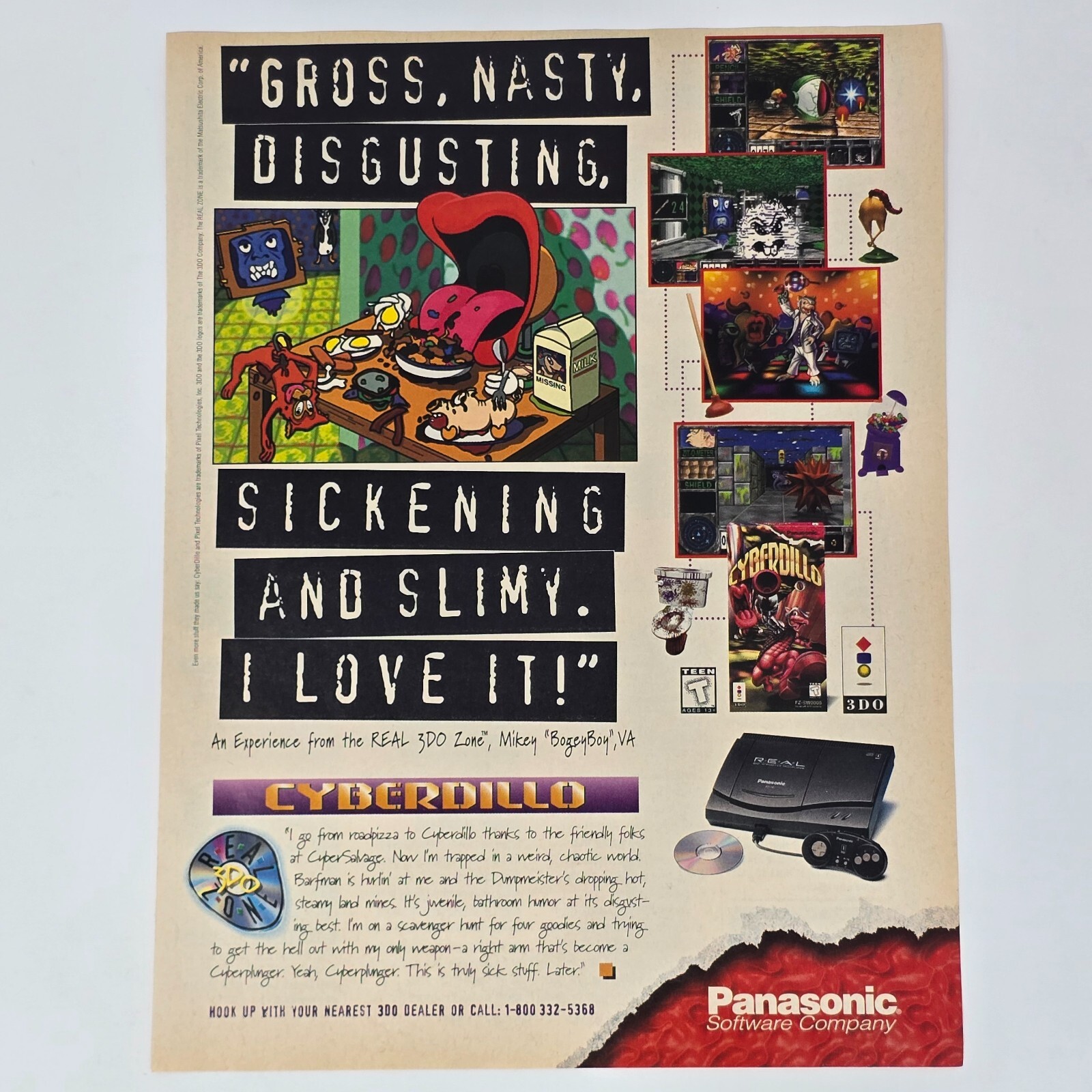 Cyberdillo Panasonic 3DO Gross Nasty Disgusting Print Ad/Poster Promo Art