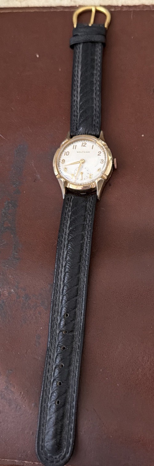 WWll MENS Waltham 10K RGP WRISTWATCH 1940 Ord Dept Military Sub-dial  WATCH RUNS