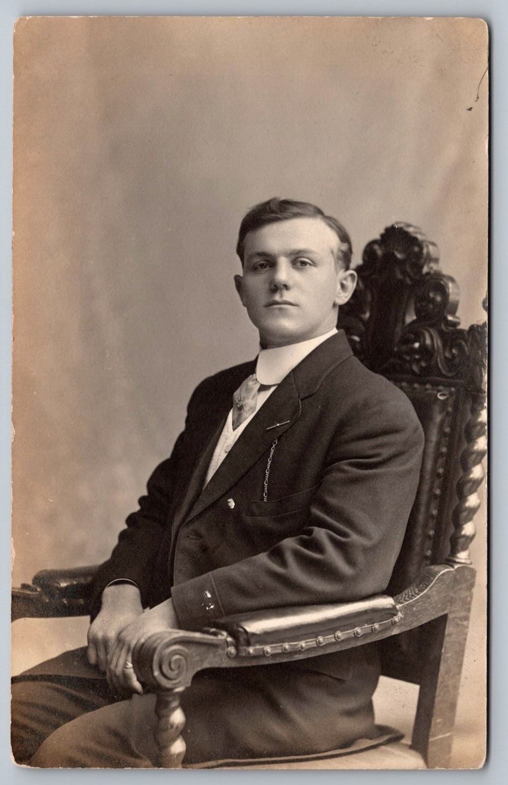 Jersey City NJ~Handsome Sturdy Young Man~New Suit~”Floyd” c1904-18 RPPC Postcard