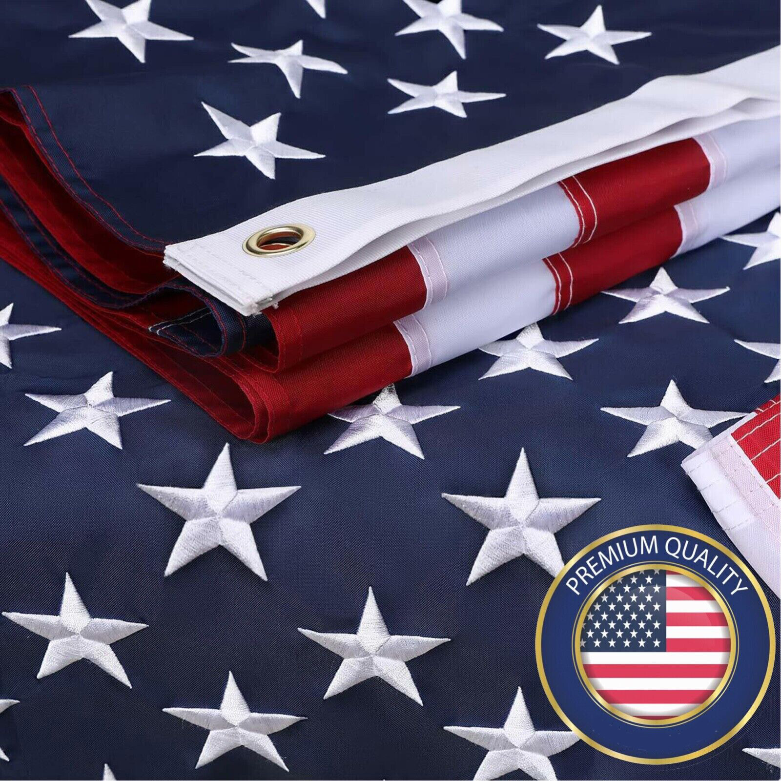 2x3 FT Outdoor Embroidered American USA Flag Made in Luxury Embroidered Star US