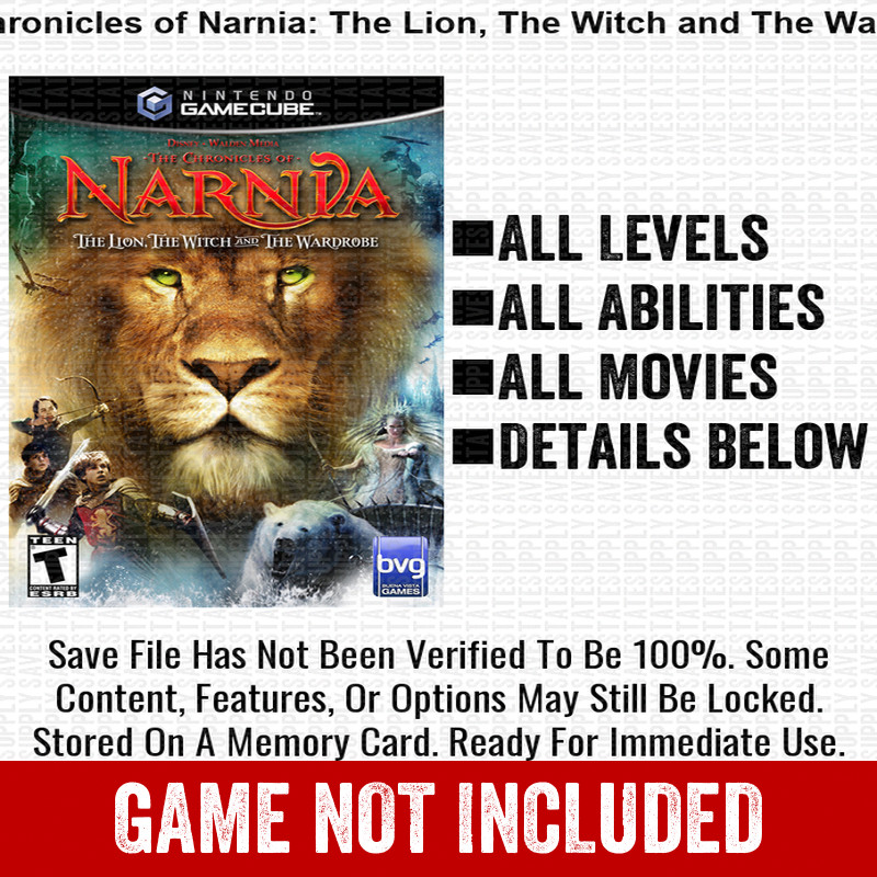 Chronicles of Narnia The Lion The 100% Nintendo GameCube Memory Card Save CHEATS