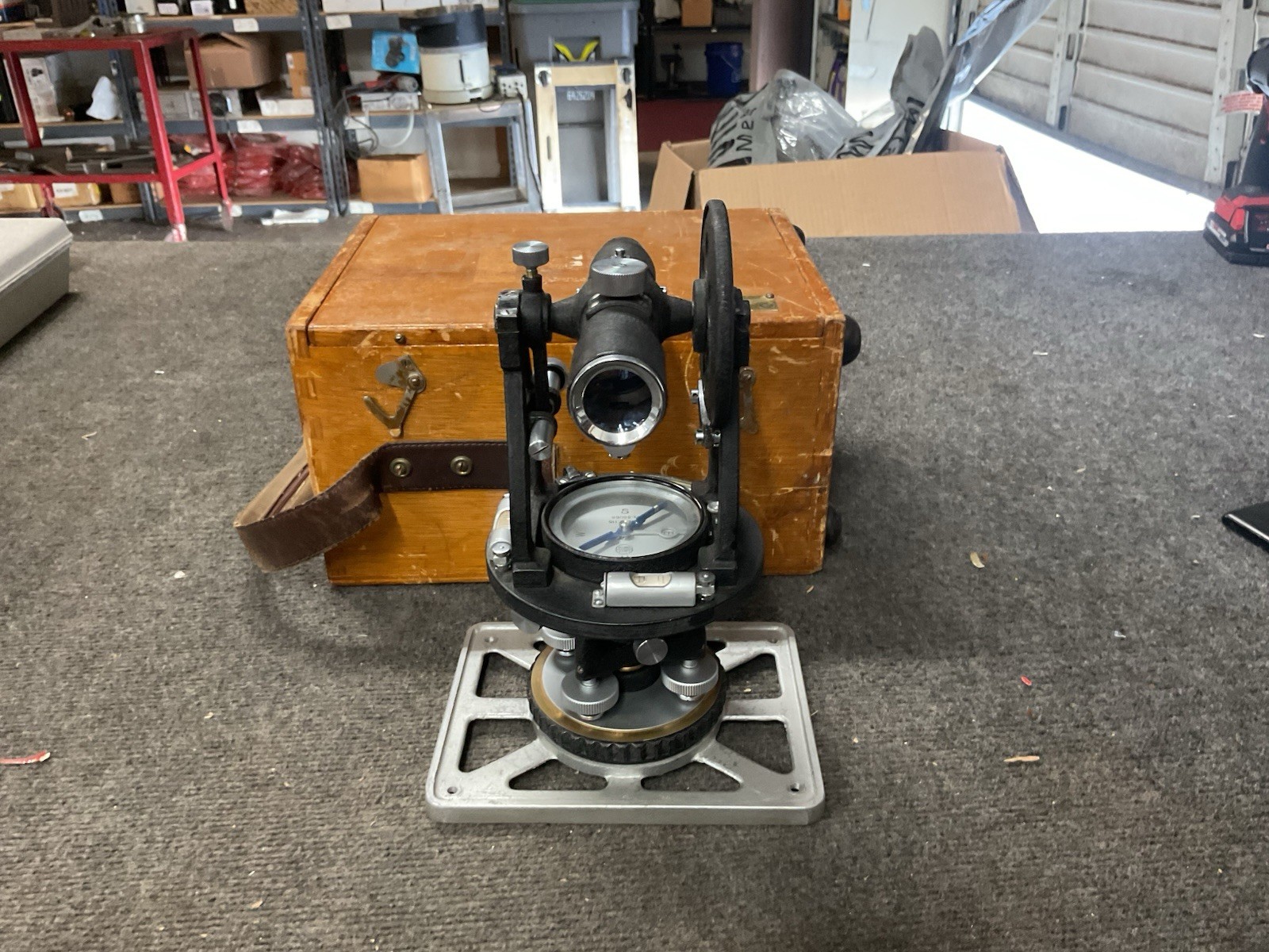 Vintage Surveyor Transit Theodolite Stadia Hairs 1:100 Model 115 w/ Wood Case