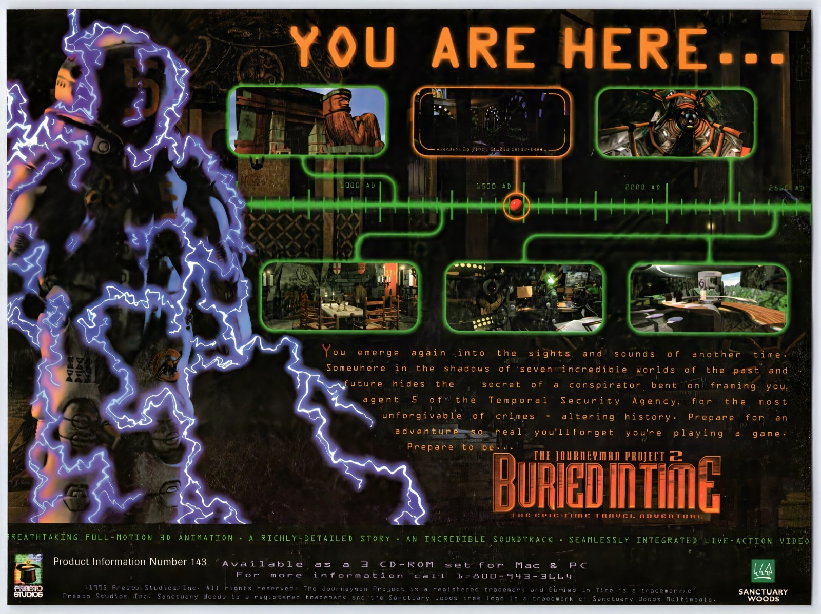 Journeyman Project 2 Buried in Time - PC - Original Print Ad/Poster Promo 1995