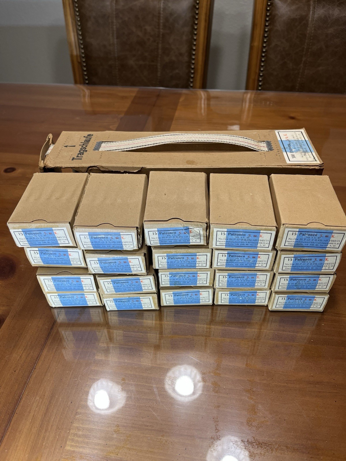 WWII German K98 8mm SMK Mauser Ammunition Boxes With Sleeve *Empty* Lot 3/4