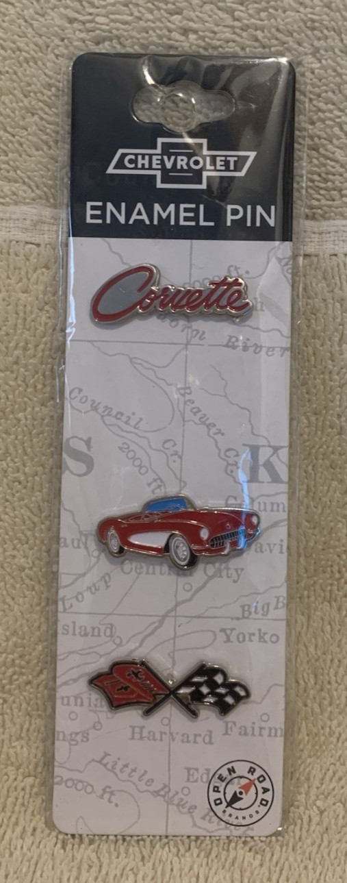 3 Pc Open Road CHEVROLET CORVETTE Enamel Pin Set - Licensed - NEW
