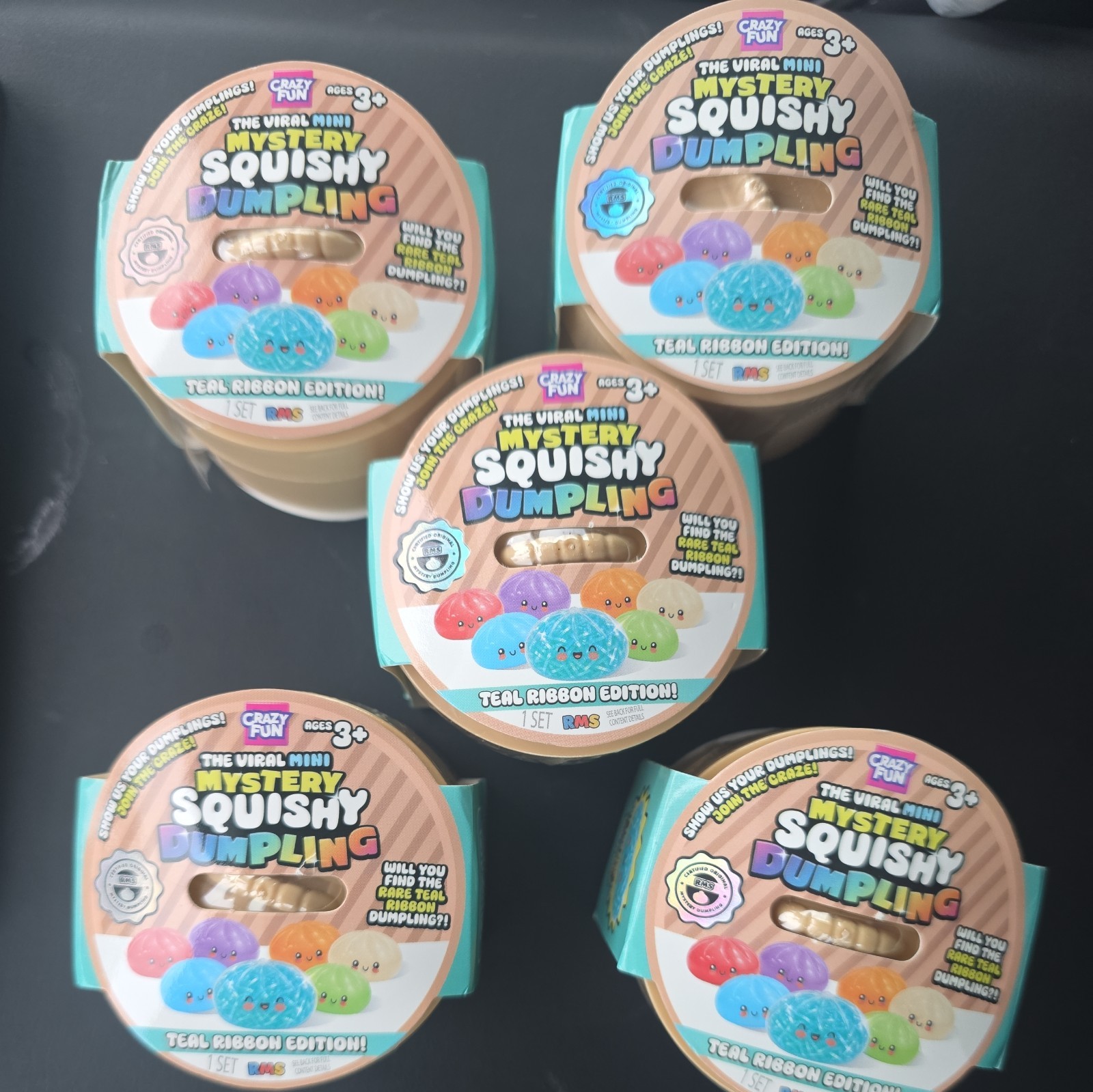 NEW RELEASE RMS Viral Mini Mystery Squishy Dumpling Teal Ribbon Edition Set of 5