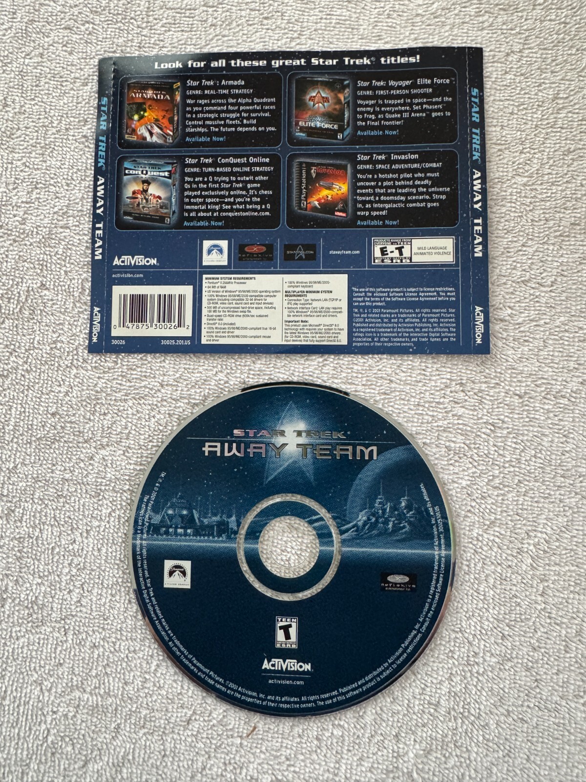 Star Trek: Away Team (PC 2001) - CD ONLY W/JEWEL CASE REAR INSERT