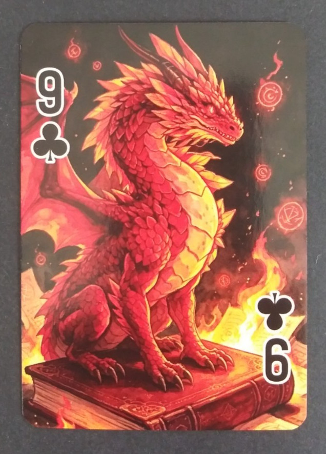 Dragon Fantasy Mythical Playing Card 9 Clubs 3.25\