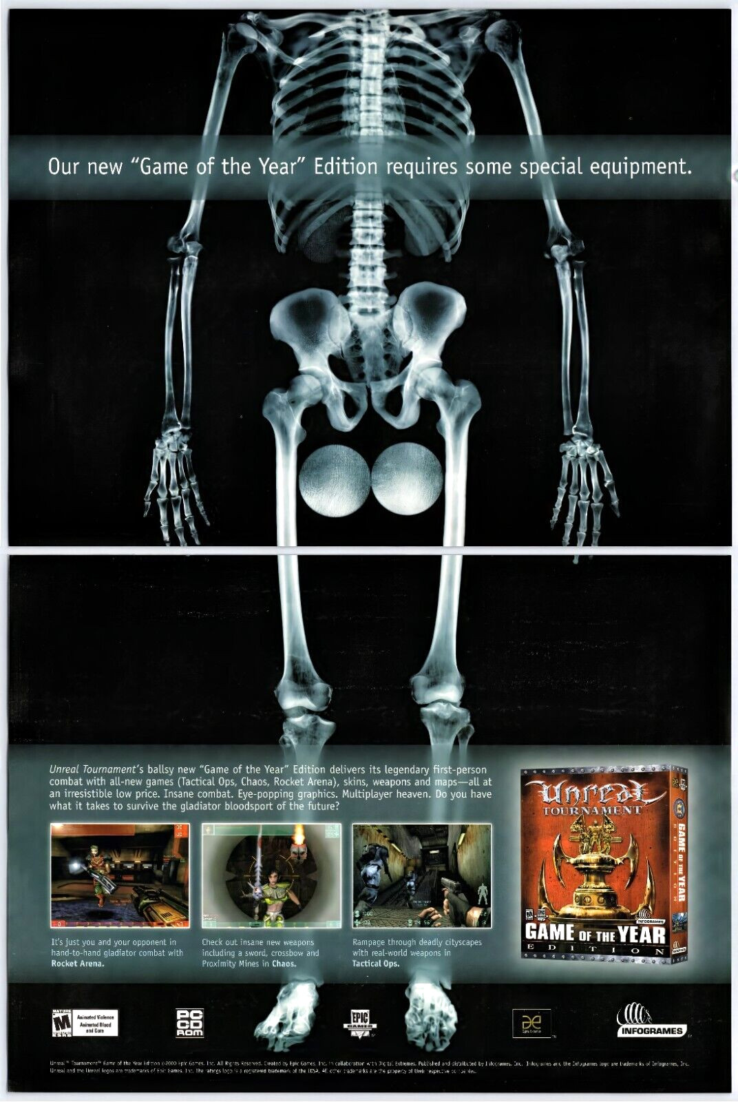 Vintage Print Ad 2000 Unreal Tournament Big Balls PC Original Promo Poster Art