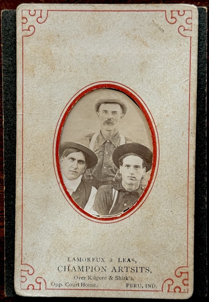 Antique CDV Photo/3 Men in hats/Lamoreux Studio Peru Indiana c. 1870s/80s