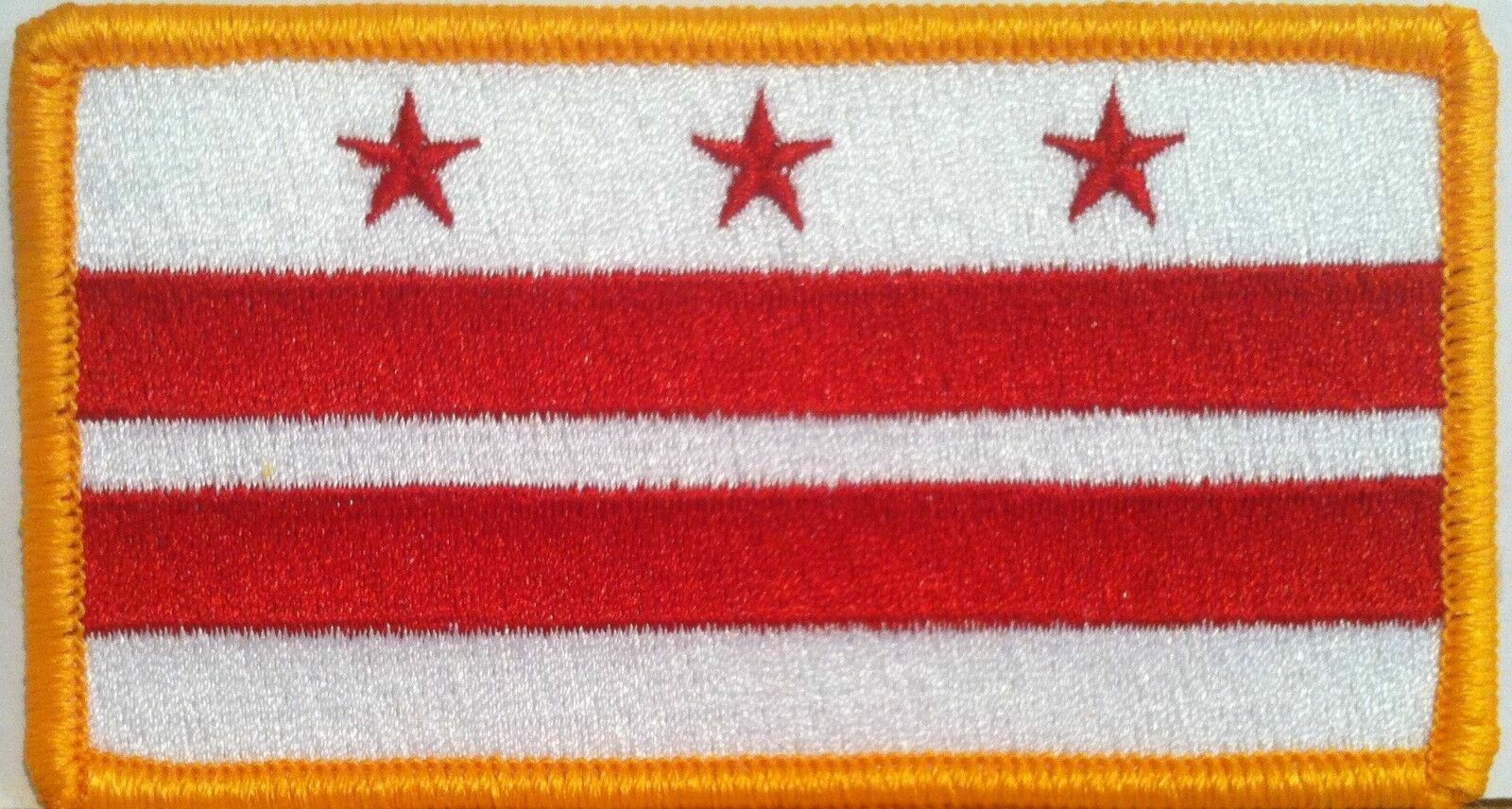 District of Columbia Washington DC Flag Iron-On Patch Biker Emblem Gold Border