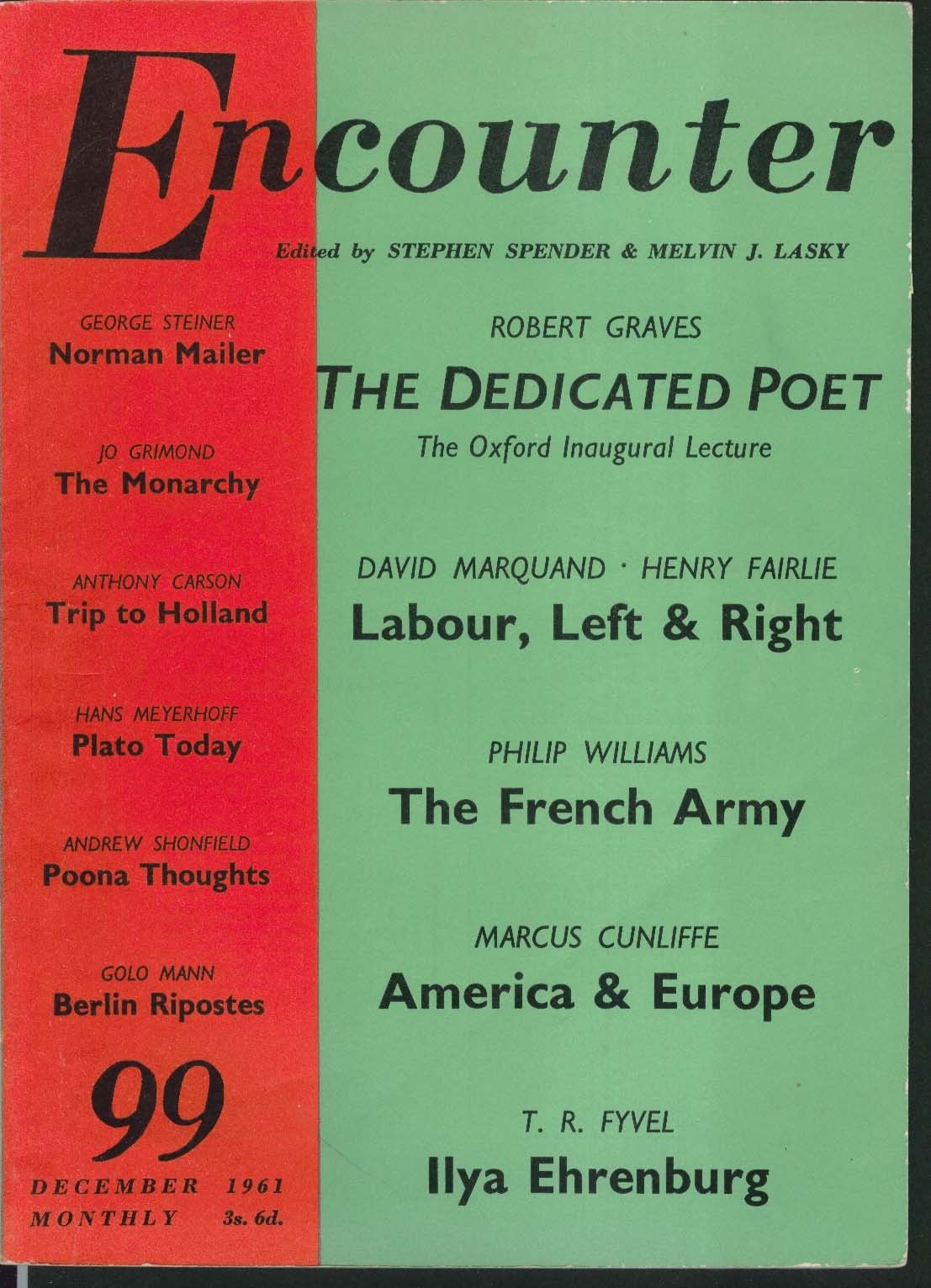 ENCOUNTER #99 Robert Graves Norman Mailer Stephen Spender 12 1961
