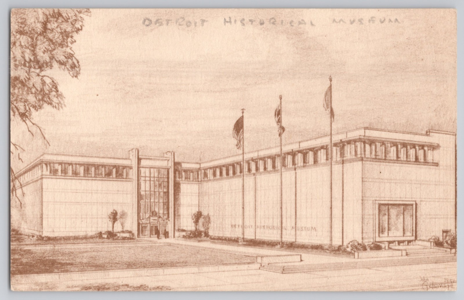 Detroit, Mich — Historical Museum, Woodward and Kirby, Chrome — 1951