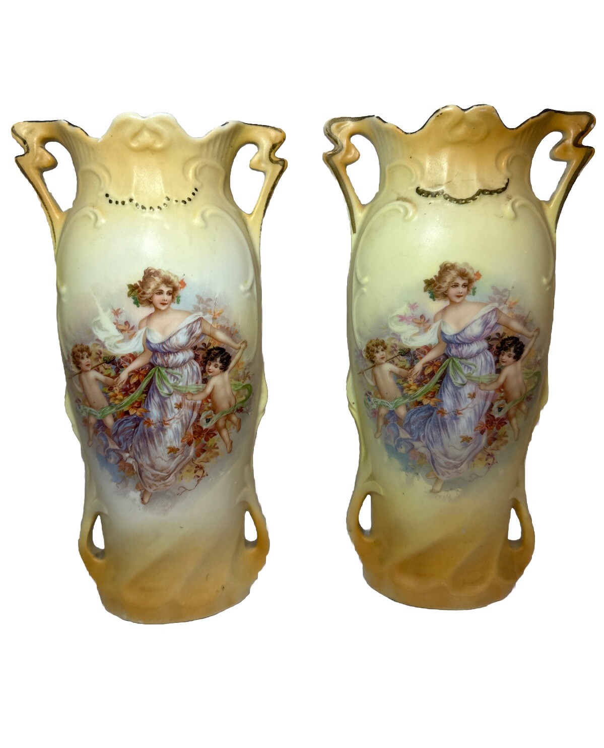 10” Antique Porcelain Vases West Germany Stamped 2926 Lot of 2