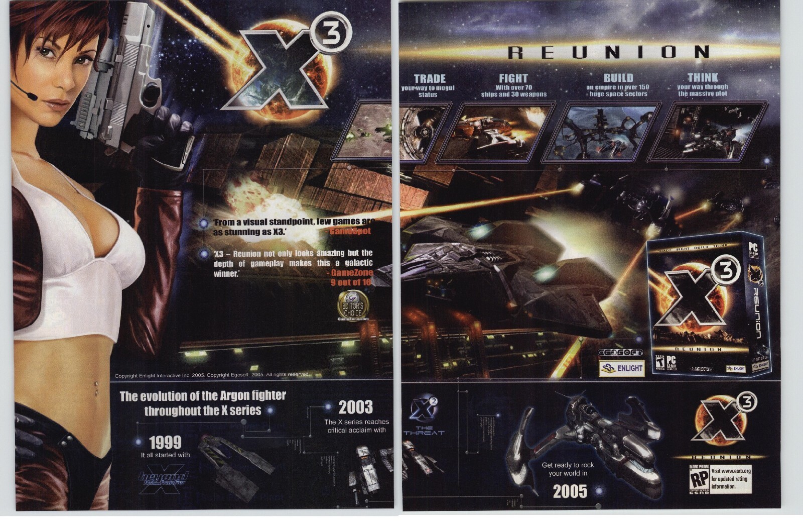 X3 Reunion PC Space Combat Video Game Art 2005 Vintage Print Ad/Poster