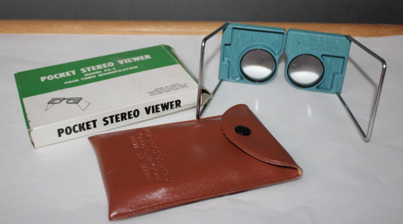 Vintage Retro Pocket Stereo Viewer Air Photosupply Japan With Box And Case PS-4