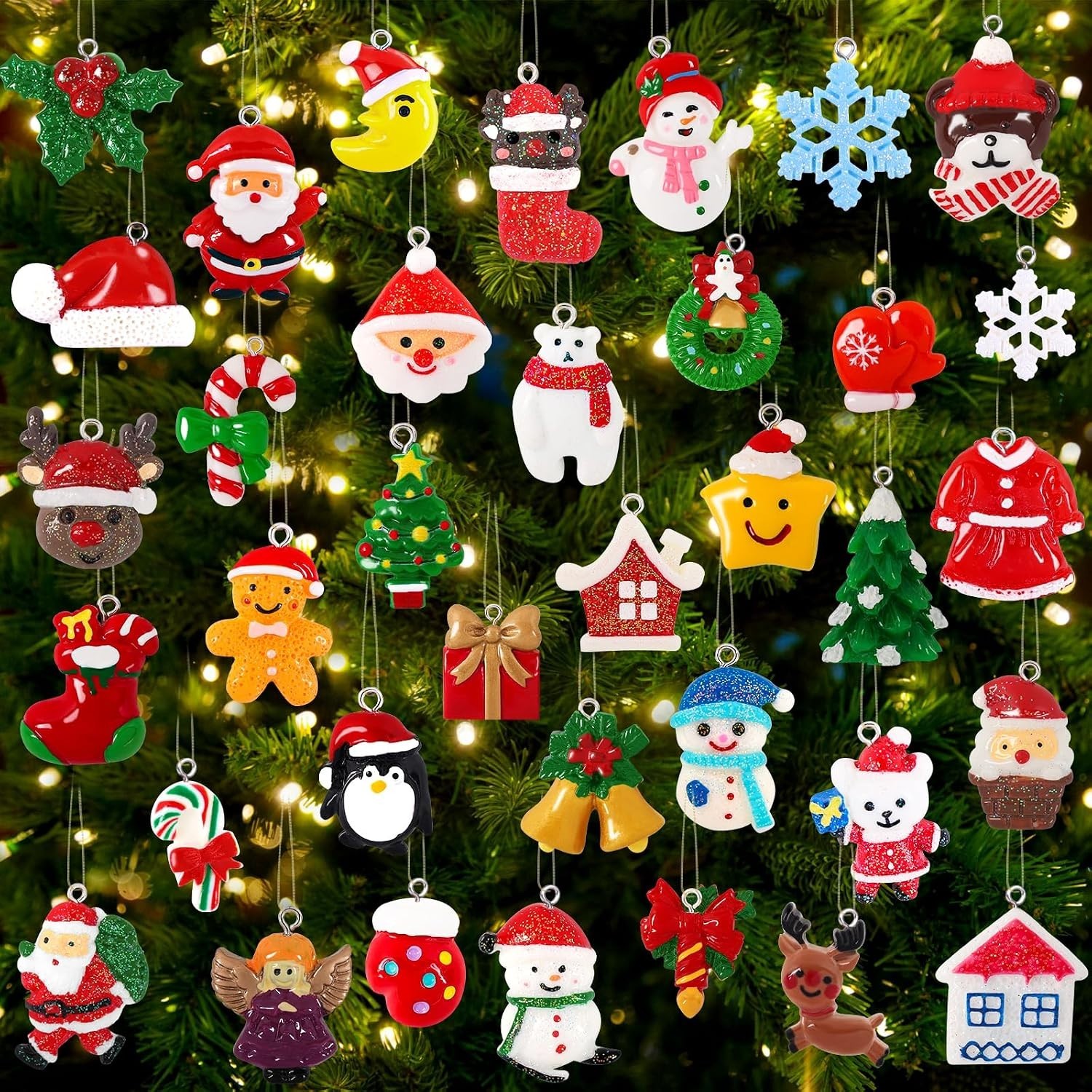 Mini Christmas Ornaments 36 Pcs, Miniature Christmas Tree Ornaments Set
