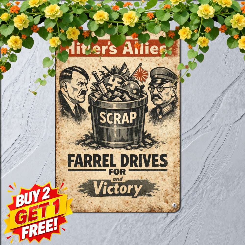Historic Anti Axis Defense Poster Sign 8x12 Patriotic Wartime Metal Tin Decor
