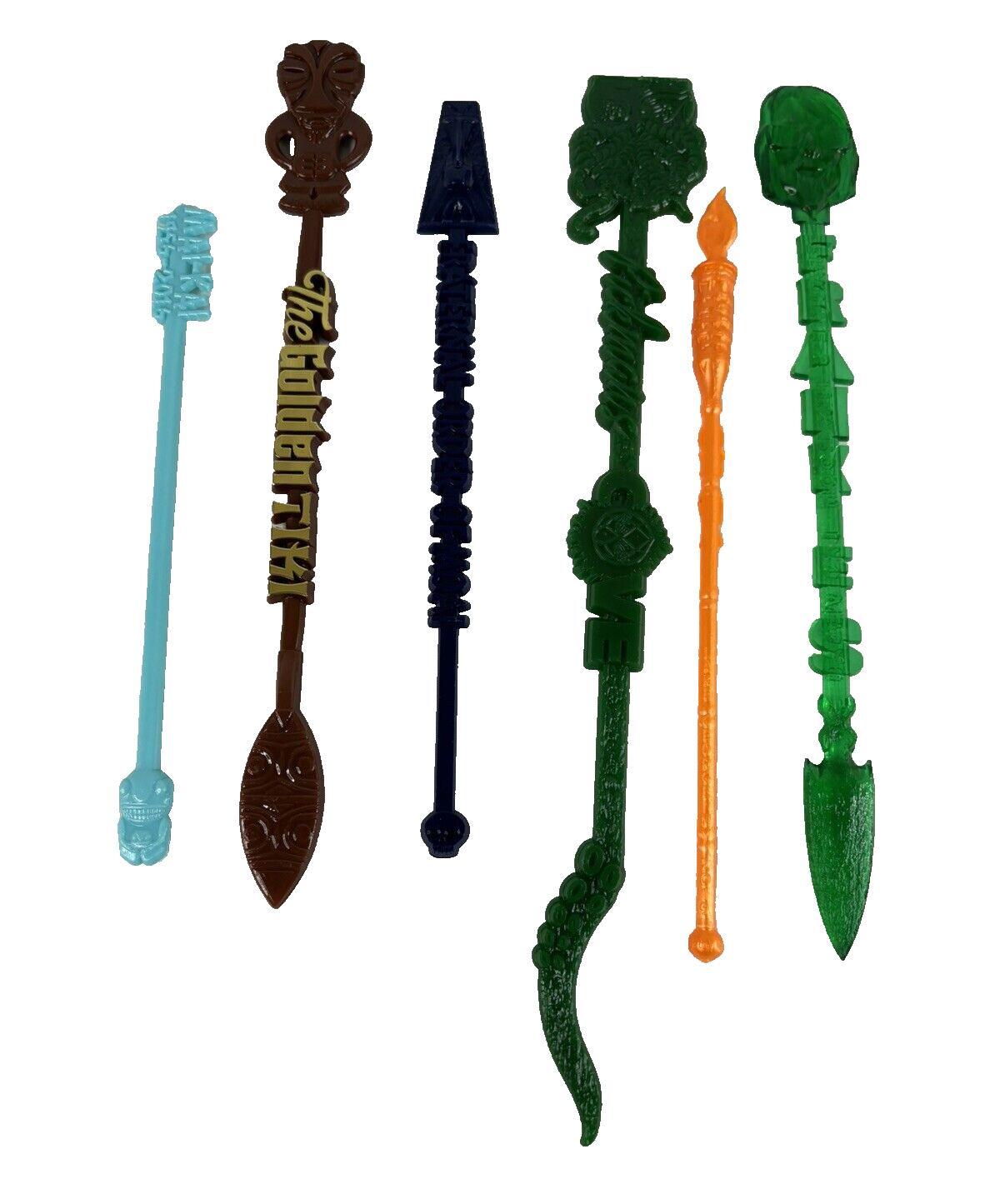 6 TIKI Bar Swizzle Stick Ohana Golden Frankie\'s Mai-Kai Anniversary FOM Pickmans