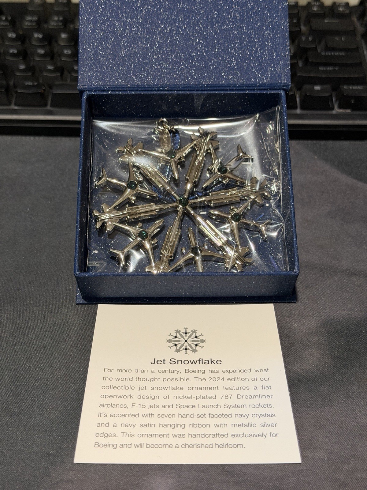 2024 Boeing Jet Snowflake Christmas Ornament 787 Dreamliner SPACE LAUNCH NEW