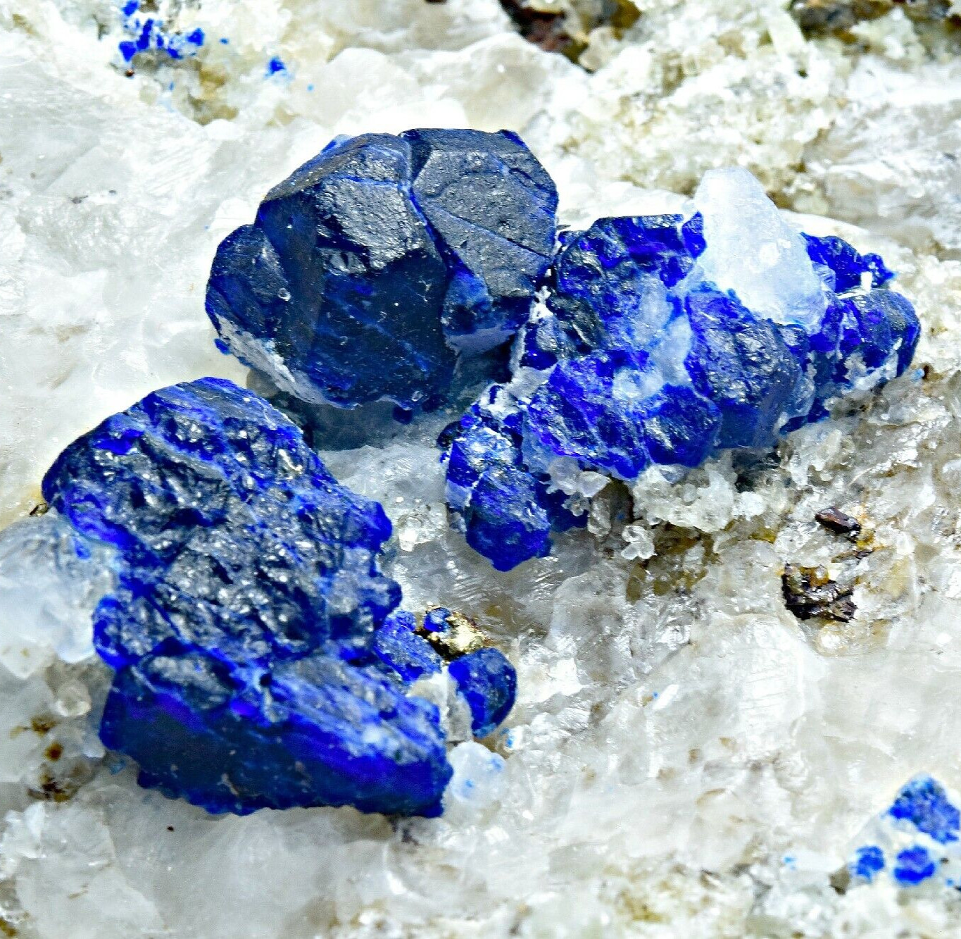 200g Rare Fluorescent Hauyne Crystals Combined With Calcite and Pyrite On Matrix