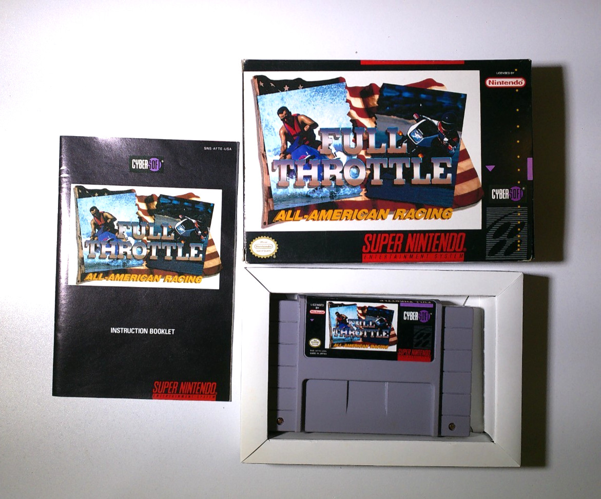 Full Throttle Racing (Super Nintendo, SNES, 1994) CIB Complete - Tested - Works