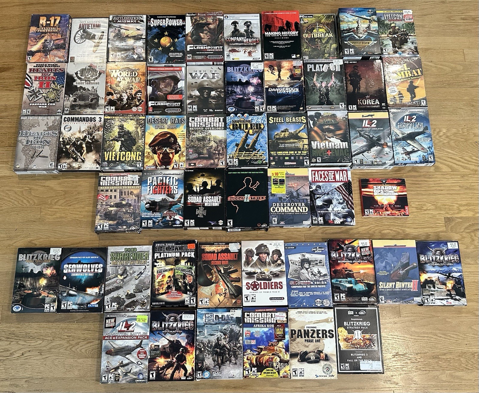 Lot Of 56 Vintage PC War Games, Blitzkrieg, Platoon, Sudden Strike & More
