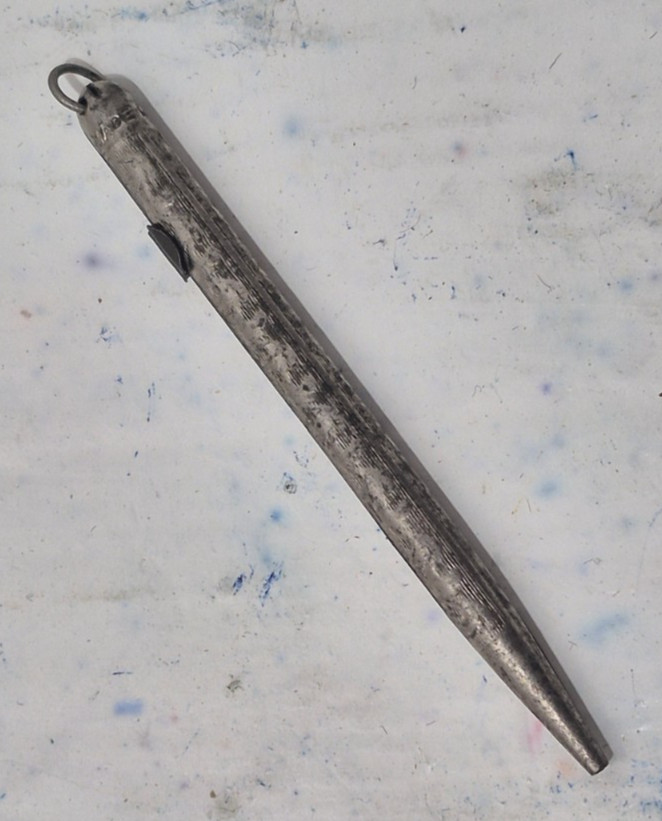 Vintage Antique TINY Pencil Small Petite Silver Tone Womens Purse Ornate Unique