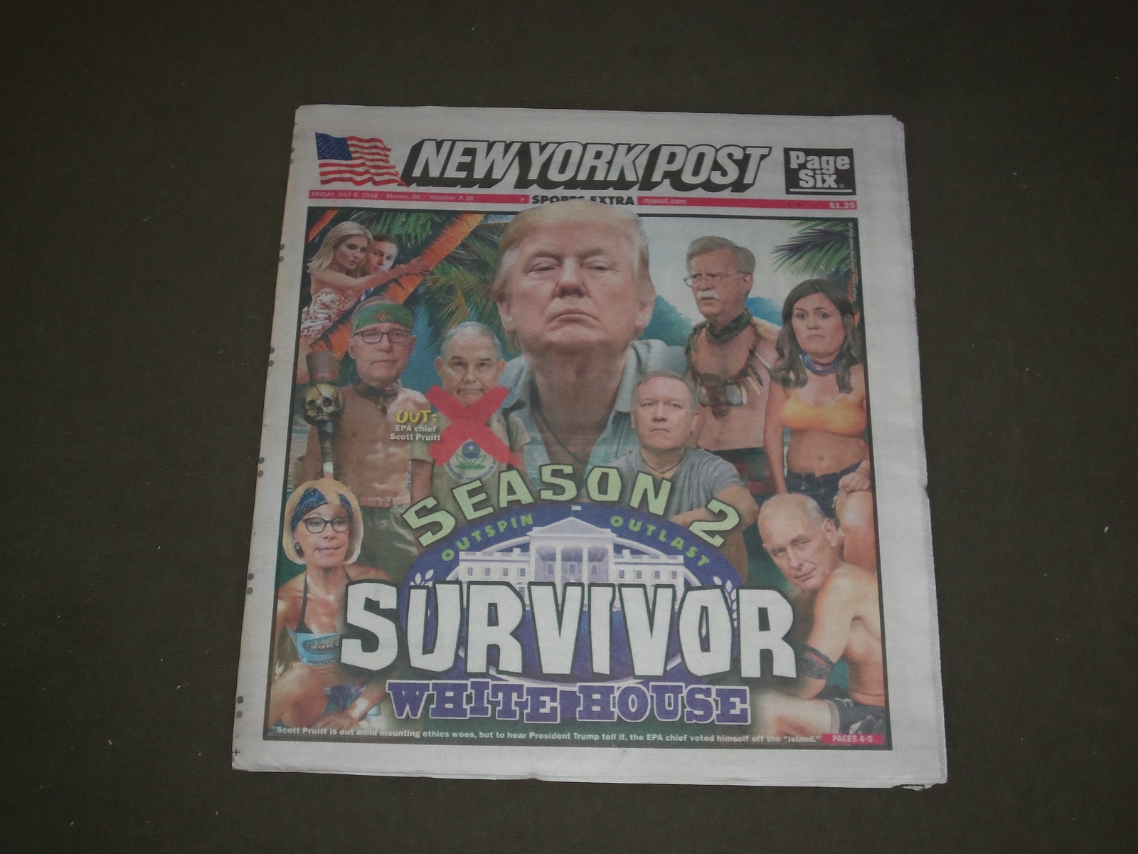2018 JULY 6 NEW YORK POST NEWSPAPER - TRUMP - SURVIVOR SEASON 2 - WHITE HOUSE