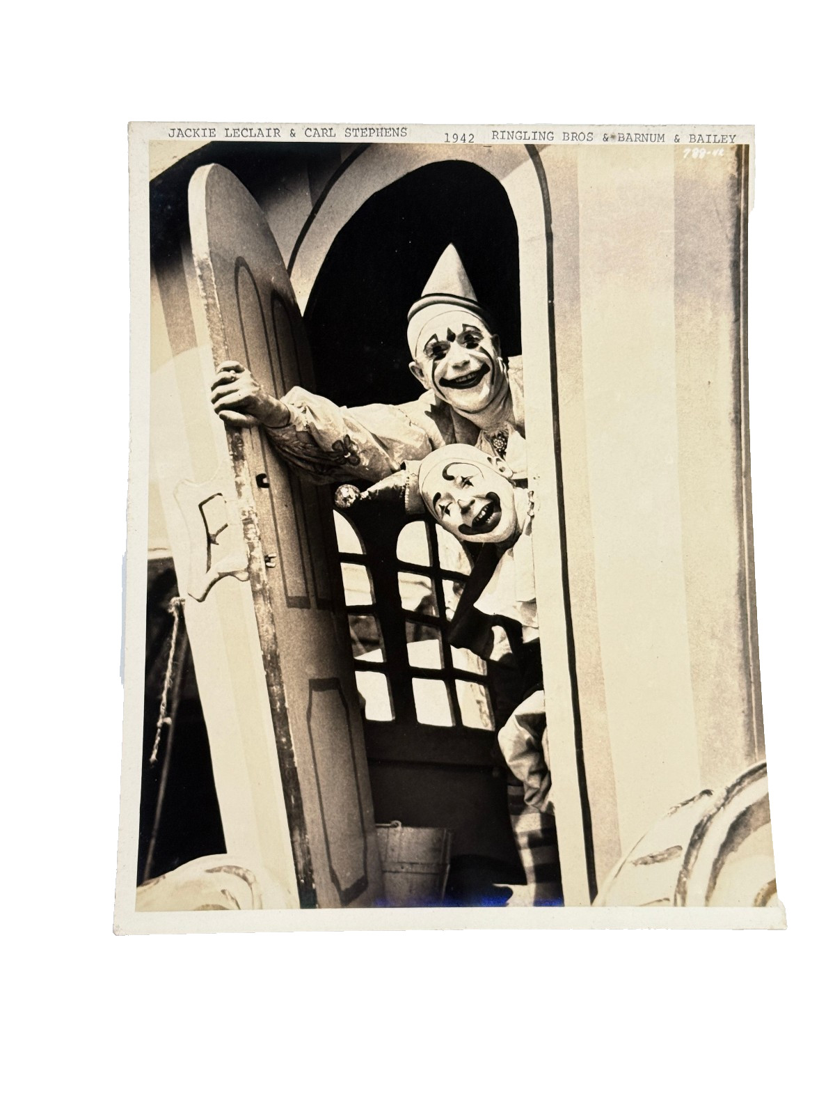 1942 Jackie Leclair Carl Stephens Circus Clowns antique photo Ringling Barnum