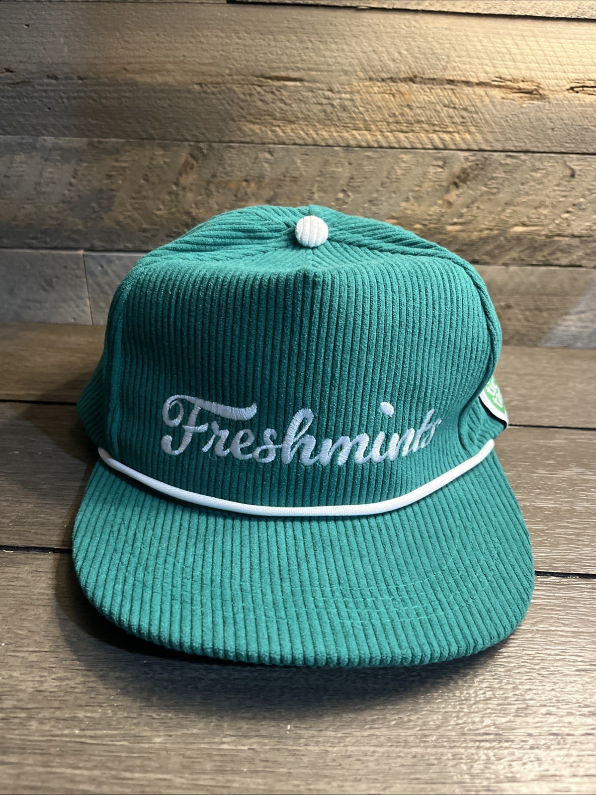 Tic Tac Freshmints Green Corduroy Hat NEW Rare Strapback Rope