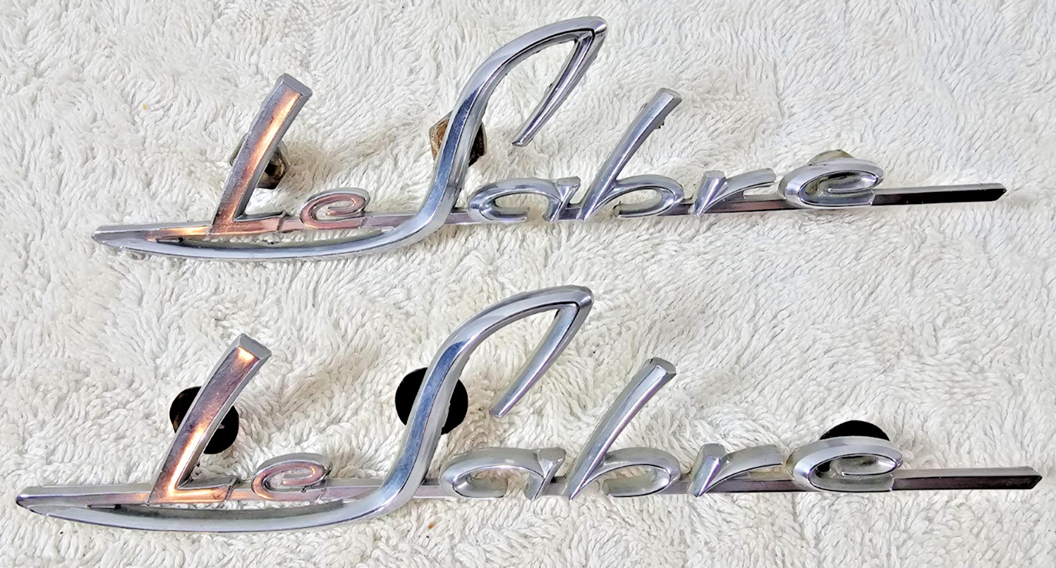 1960 Buick LeSabre Front Fender Script Emblems PAIR Left Right OEM 4813849 Set