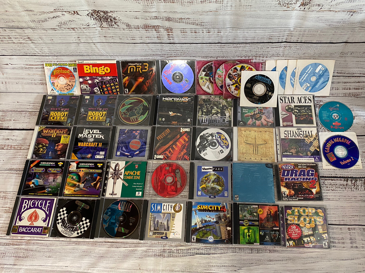 HUGE 90s PC Game Lot of 40+ Loose Quake Robot Sim City Warcraft Vigilance