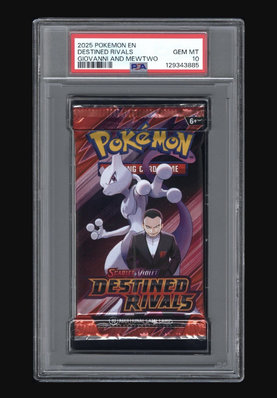 2025 Pokemon EN Destined Rivals Giovanni & Mewtwo Sealed Pack PSA 10 GEM MINT