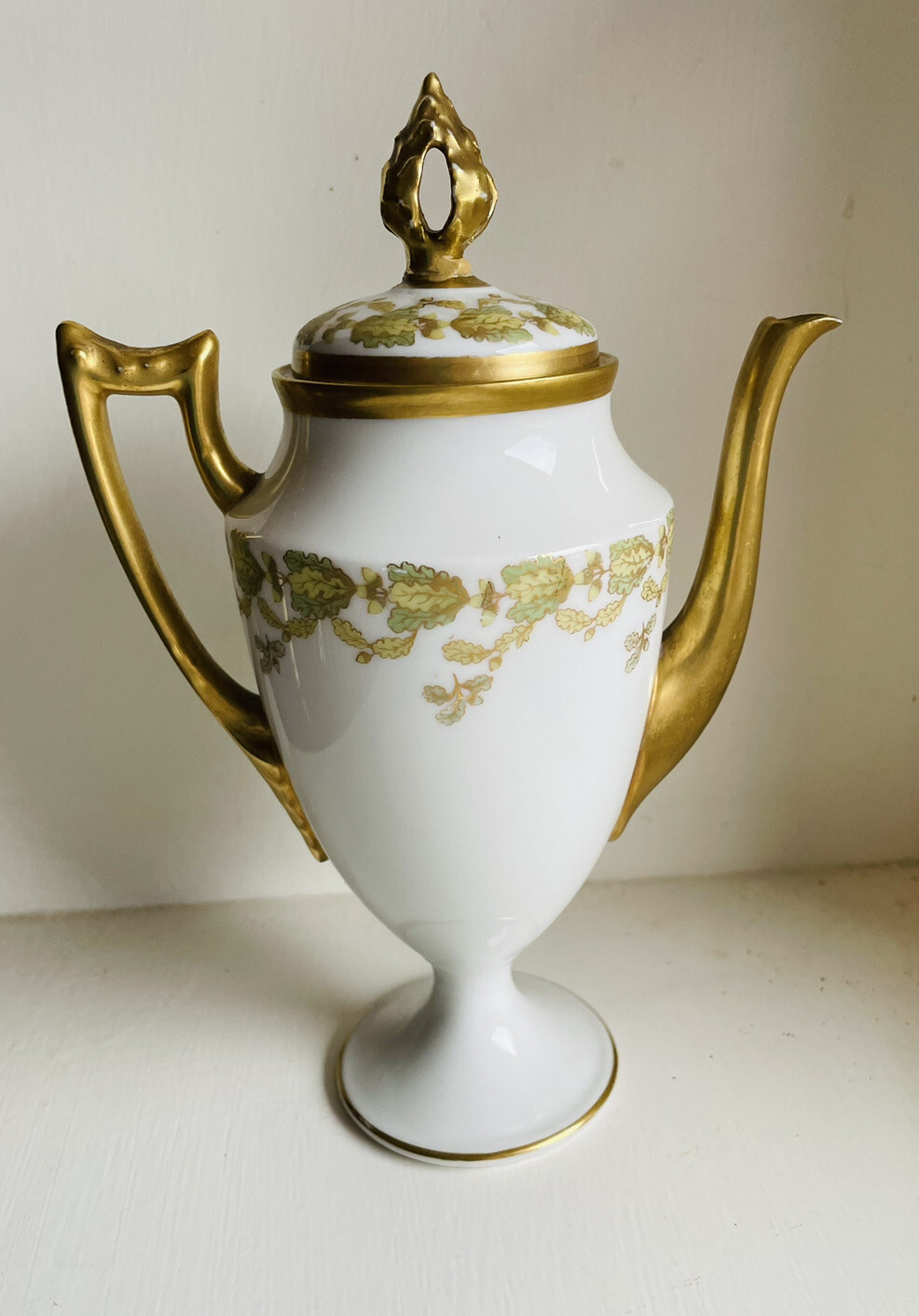 Rare Antique Blakeman & Henderson Tea Pot Limoges France w/ Lid Oak Leaves Acorn
