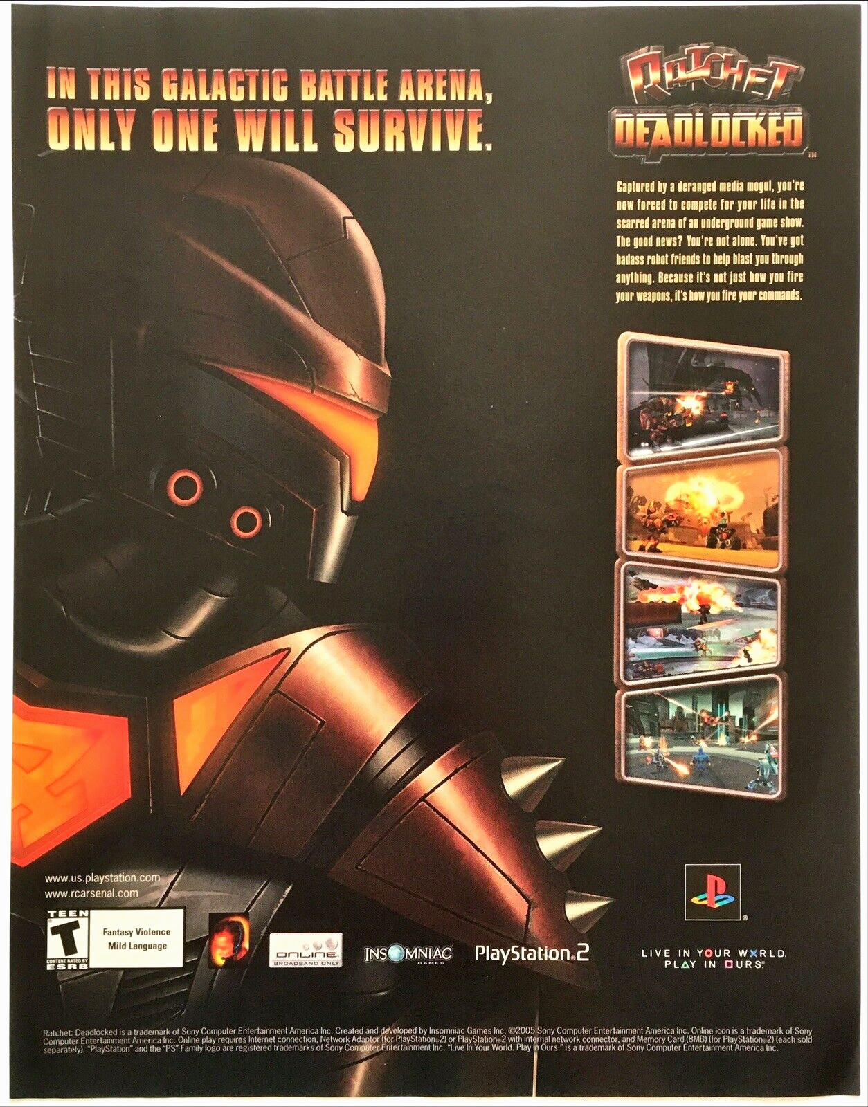 Ratchet Deadlocked - PS2 Ratchet & Clank - Original Print Ad/Poster Promo 2005