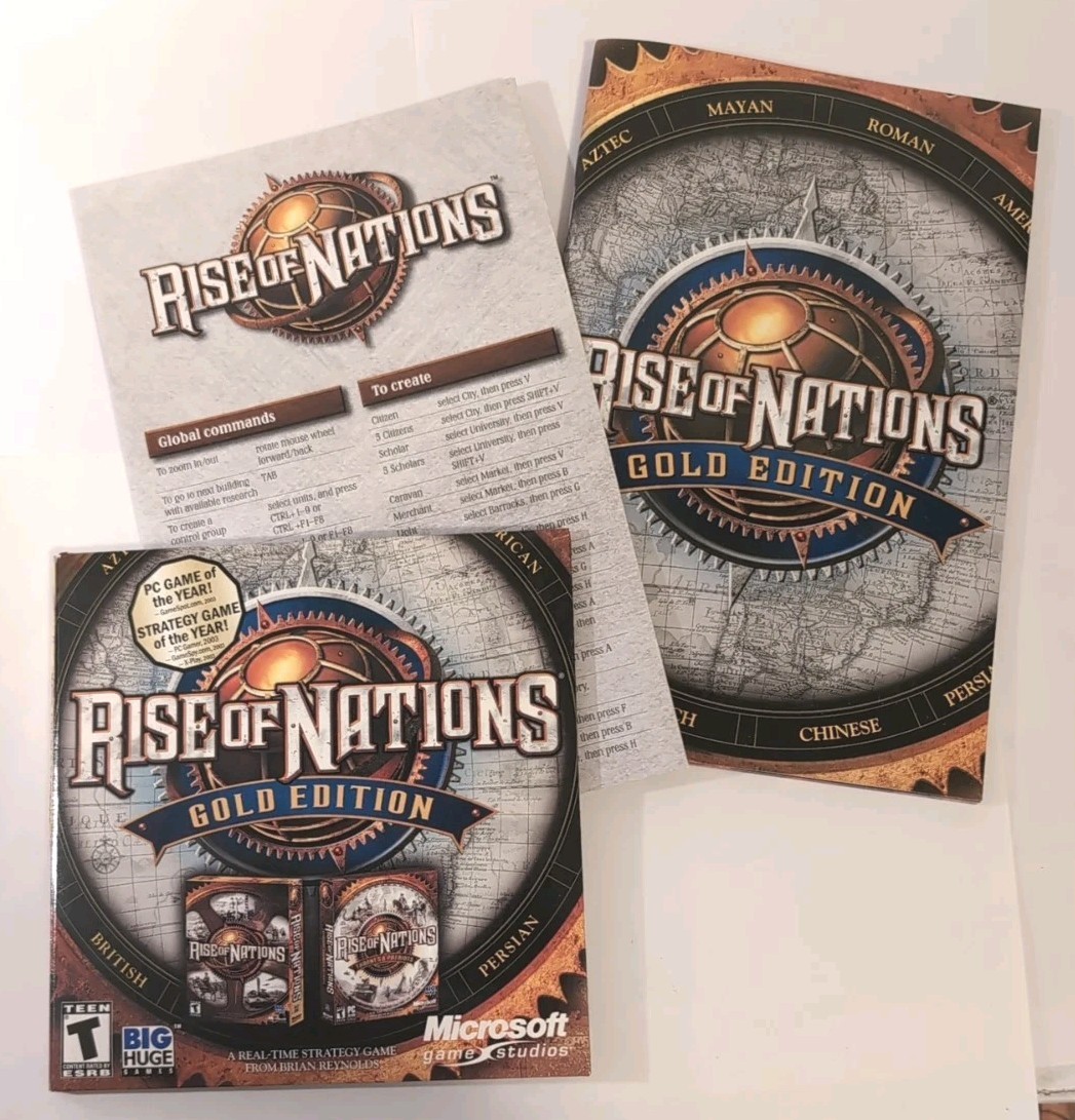 Rise of Nations: Gold Edition (PC, 2004)  - Discs, Manual, & Ref Guide (No Box)