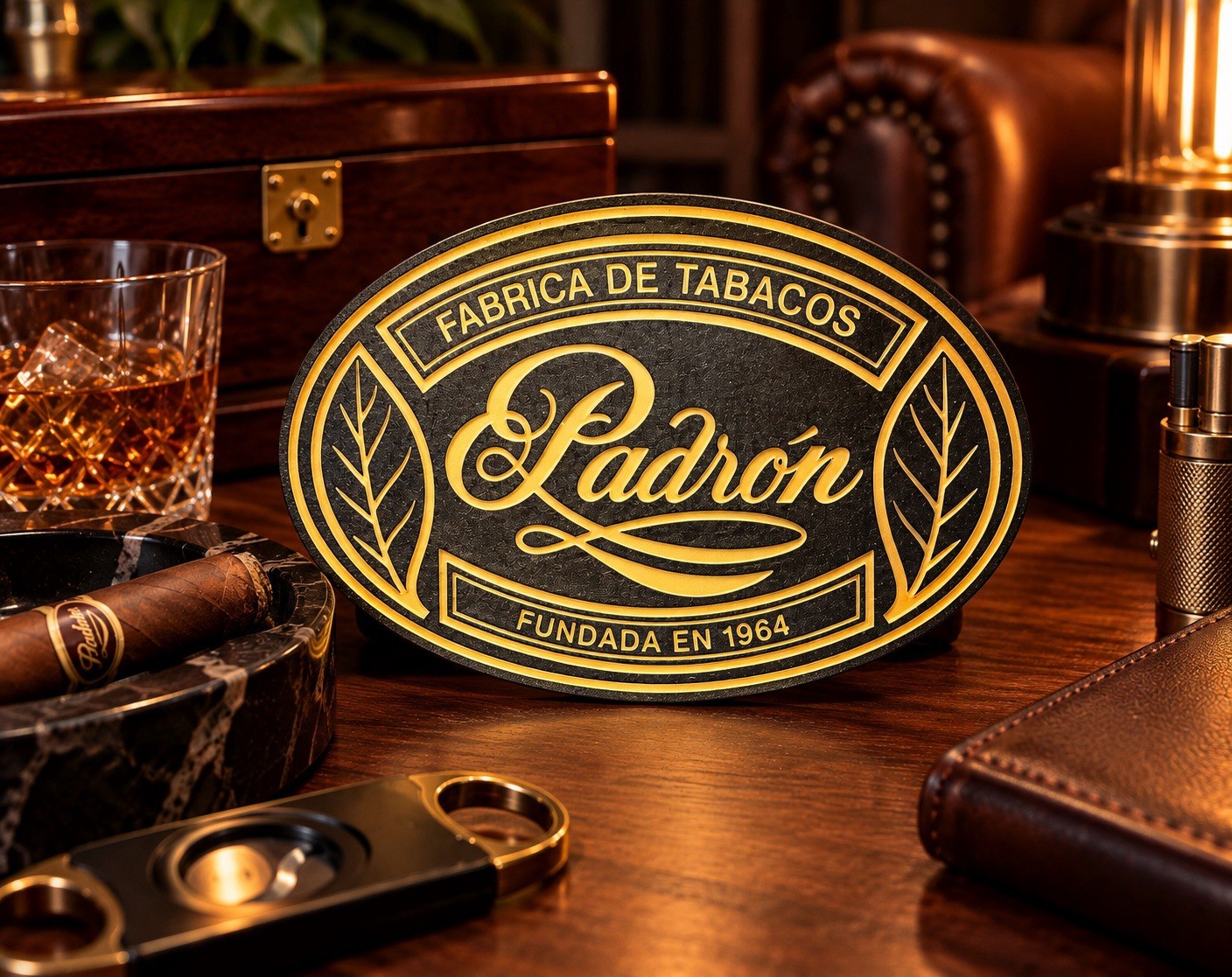 Padrón Cigars 12” Handmade Cigar Store Lounge Decor Humidor Advertising Sign Art