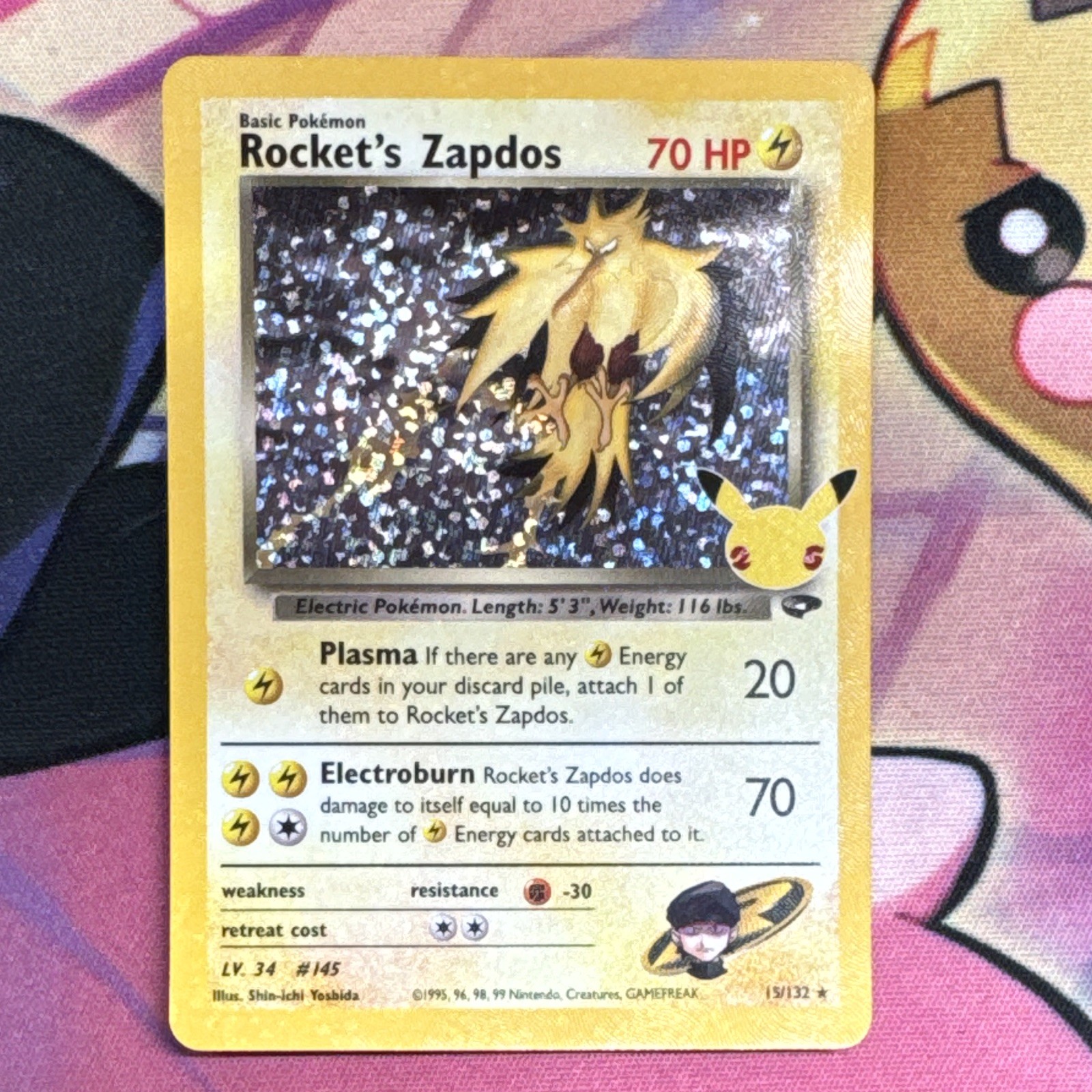 Pokémon Rocket's Zapdos 15/132 Holo Team Rocket Returns English 1999 Yoshida