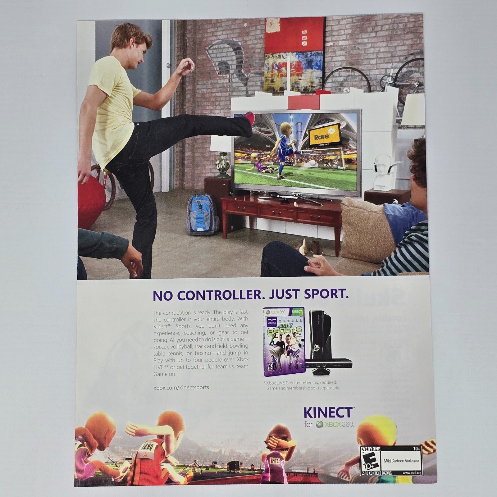 Kinect Sports Xbox 360 No Controller Print Ad/Poster