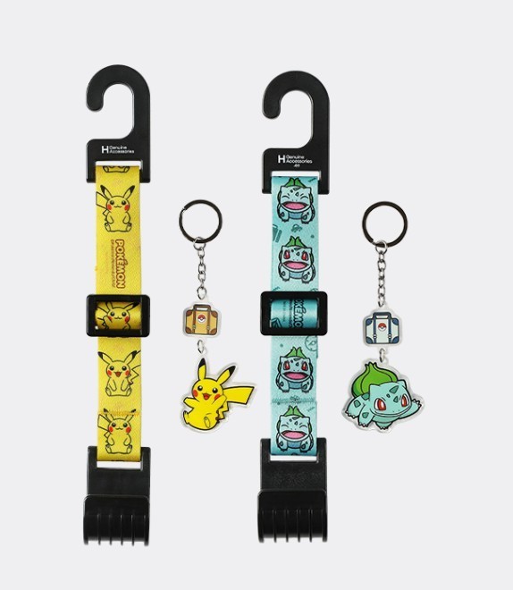 Official Hyundai x Pokemon Keychain Keyring 2pc Set Pikachu Bulbasaur New Genuin