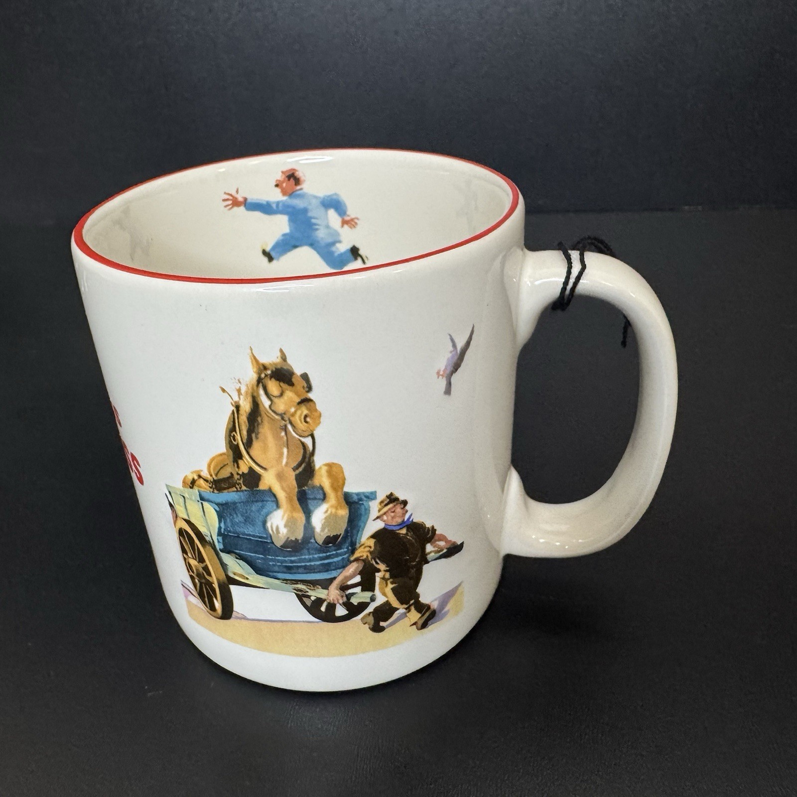 My Goodness My Guinness Mug Draft Horse in Cart Lion Chasing Man Vintage 2001