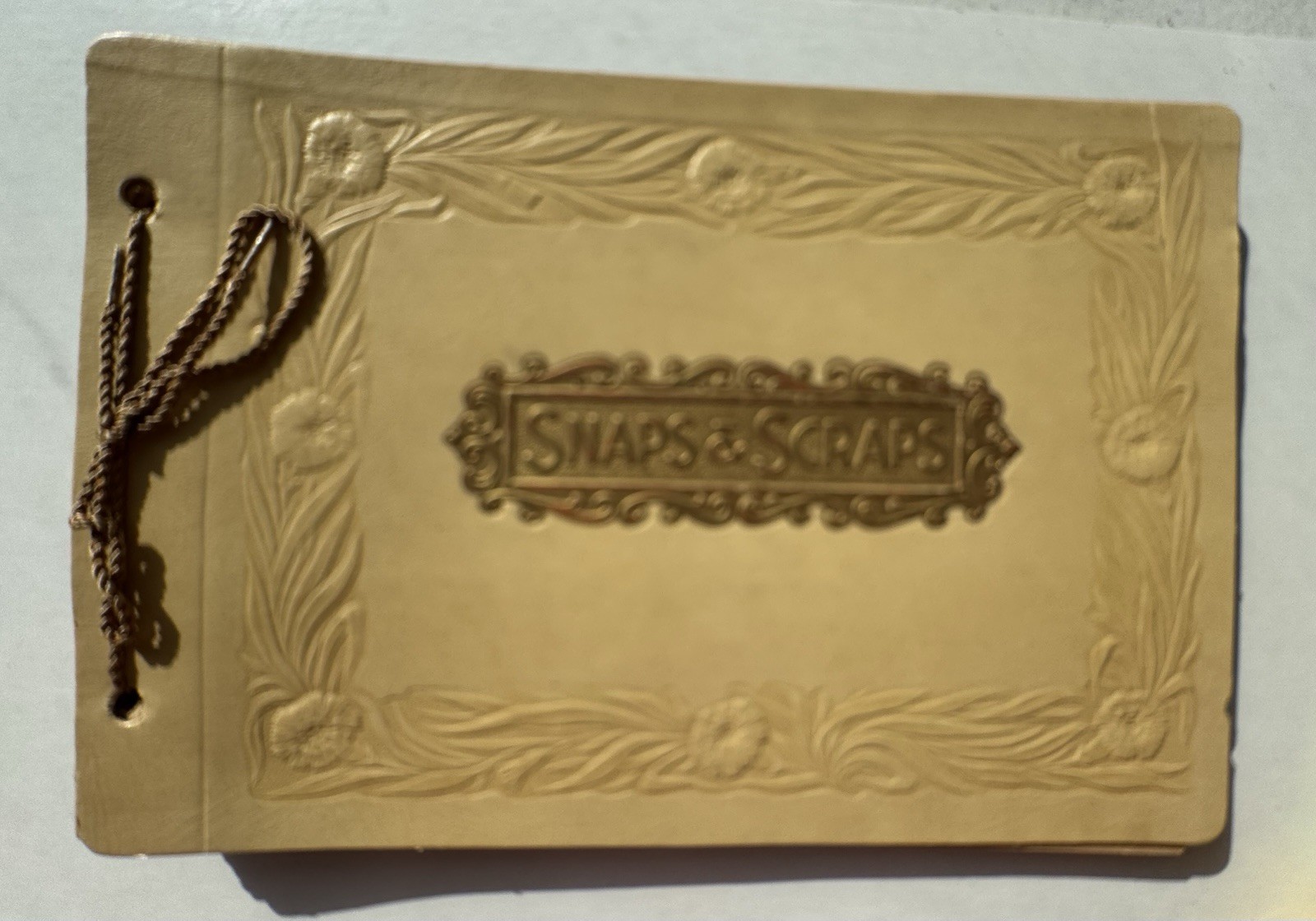 EMPTY Antique Photo Album Scrapbook 82 Pages Gold Embossed Insert Remove VTG
