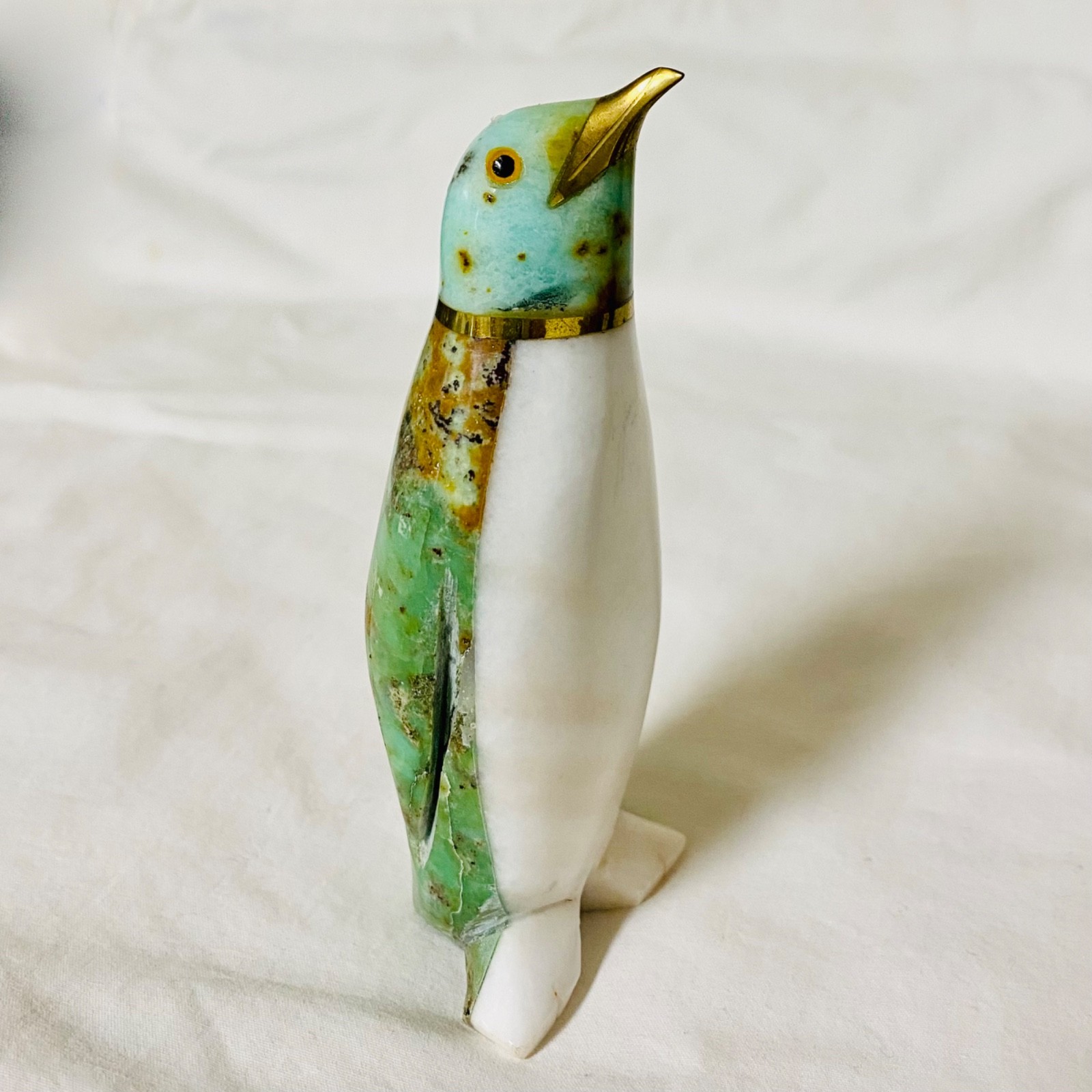Hand Carved Natural Stone Mineral Penguin 4.5 inch Decor Table Ornament 6.5 oz