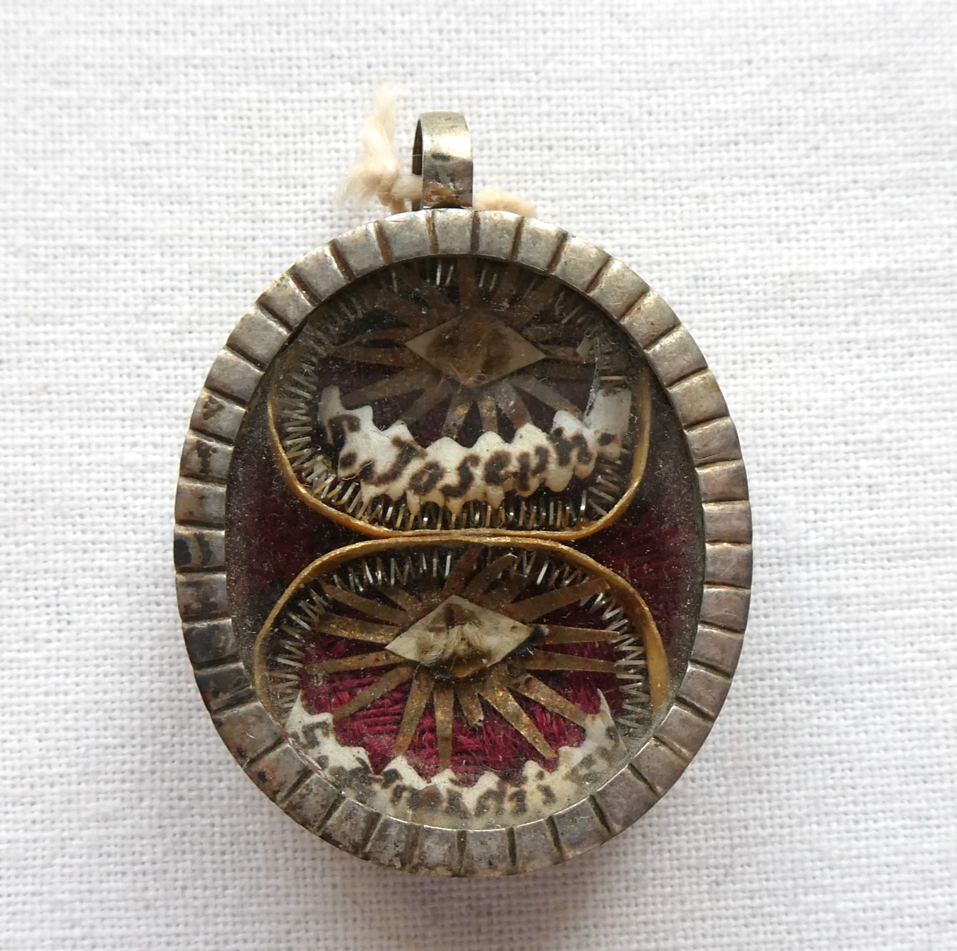RELIQUARY WITH 2 RELIC: ST. JOSEPH SPOUSE BLESSED VIRGIN MARY + EMIGDIUS BISHOP