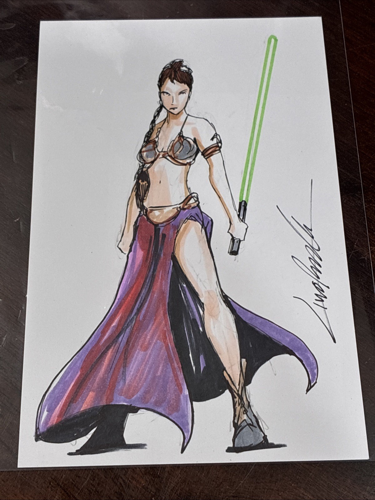 Revenge Of Slave Leia Original Art Sketch By Livio Ramondelli Star Wars 6x9